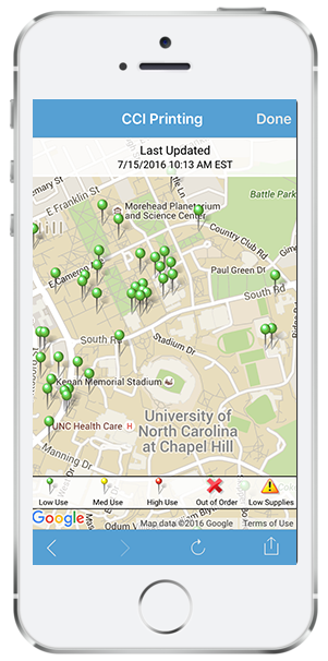 Printing map on CarolinaGO mobile app