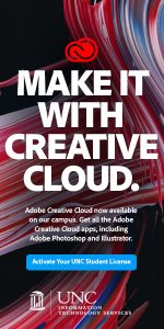 Adobe Creative Cloud is free for all students. Learn more by clicking this image.