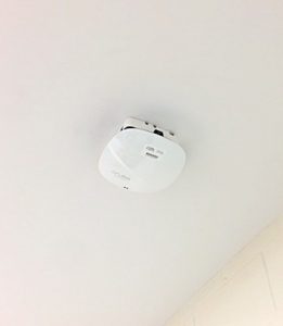 A close-up of a wireless access point at Horton Hall.