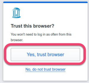 updated prompt asks to "yes, trust browser" to reduce authentications