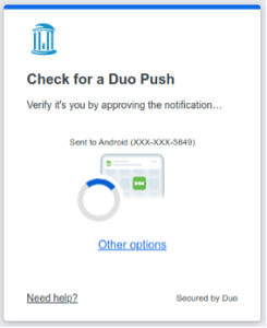 new Duo prompt sending a Push displays thedevice and phone number it was sent to