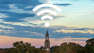 Wi-Fi symbol appears to emanate from the top of the Bell Tower