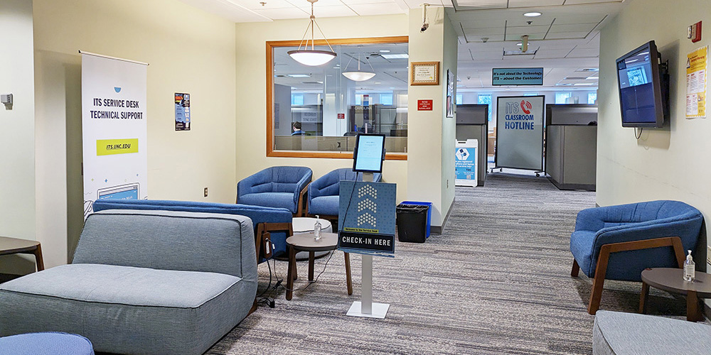 A view of the lobby of the Service Desk's UL walk-in location