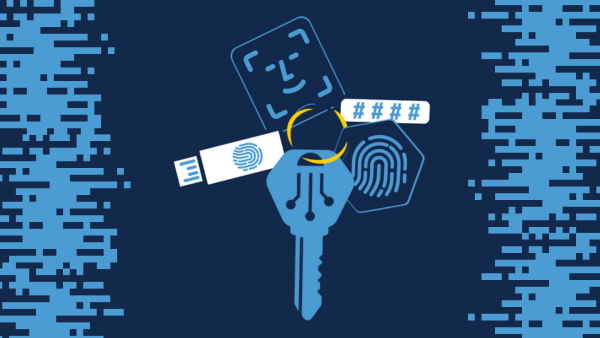 The Carolina Key logo, which shows the ways to authenticate with passkeys — facial and fingerprint recognition, security keys and PINs